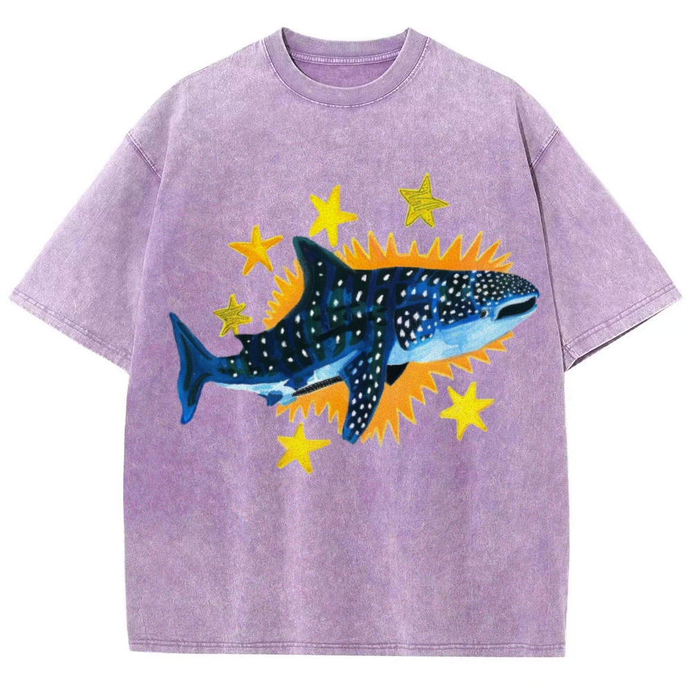Cute Shark Unisex Vintage Washed Tee