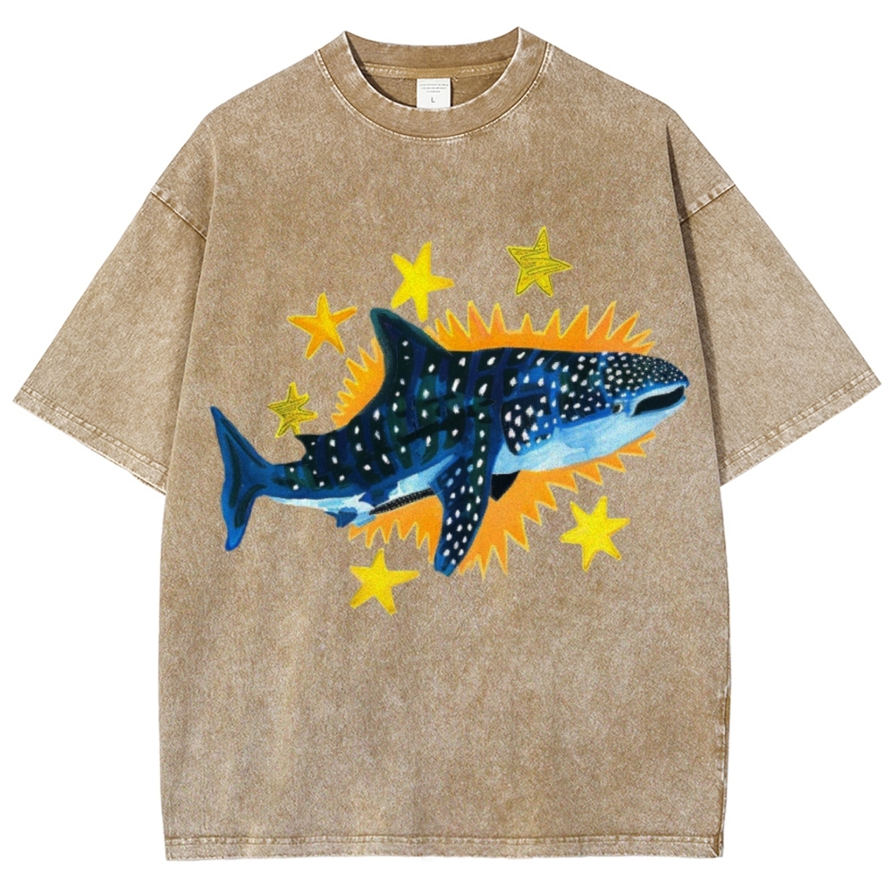 Cute Shark Unisex Vintage Washed Tee