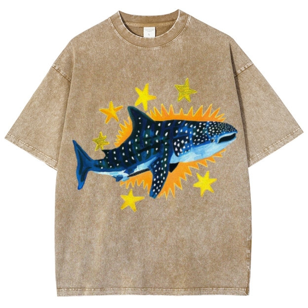 Cute Shark Unisex Vintage Washed Tee
