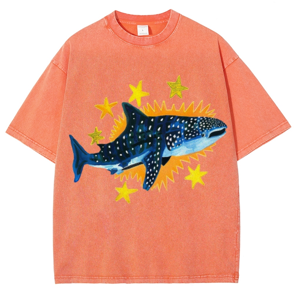 Cute Shark Unisex Vintage Washed Tee