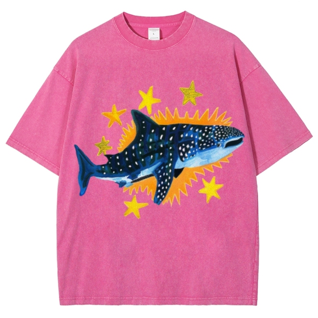 Cute Shark Unisex Vintage Washed Tee