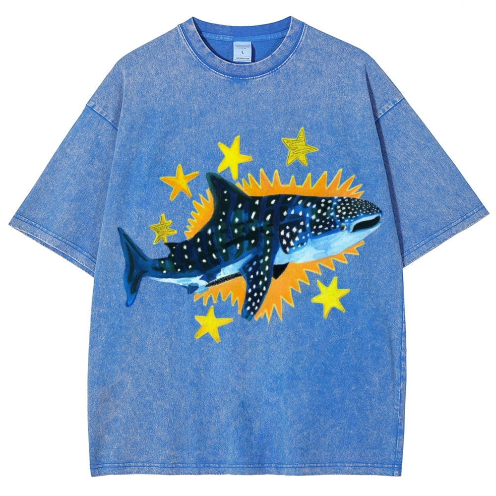 Cute Shark Unisex Vintage Washed Tee