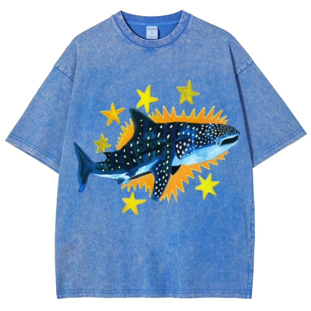 Cute Shark Unisex Vintage Washed Tee