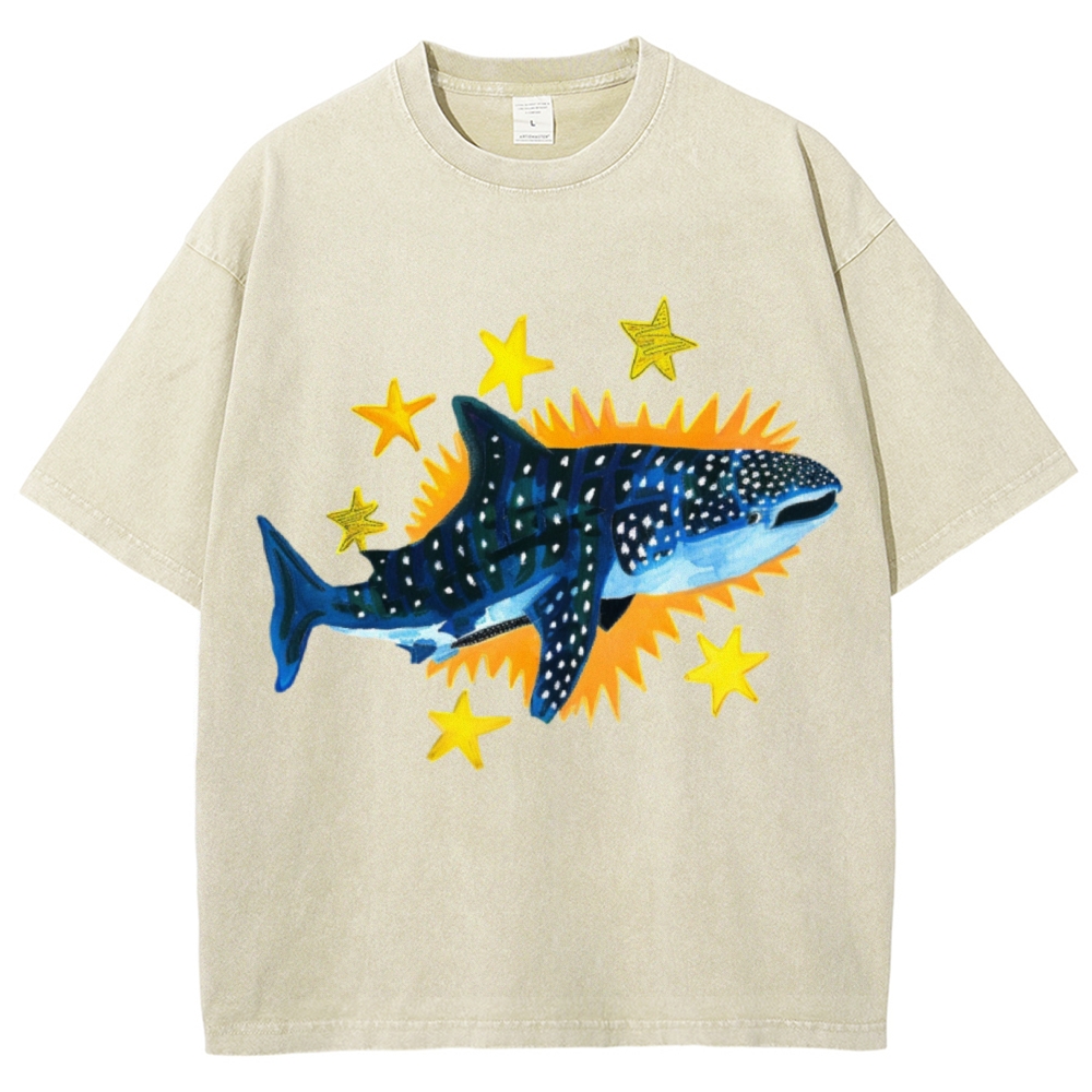Cute Shark Unisex Vintage Washed Tee