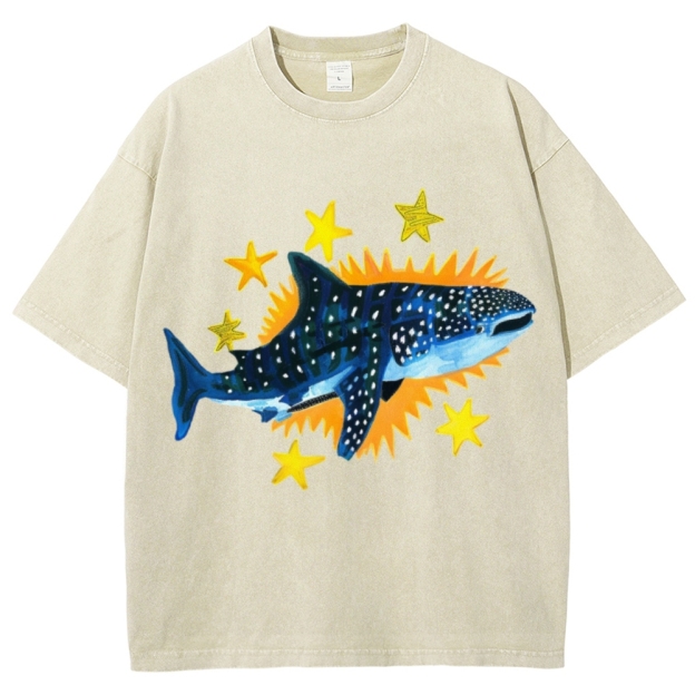 Cute Shark Unisex Vintage Washed Tee