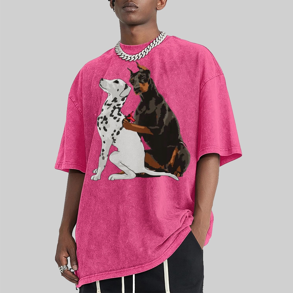 Funny Dog Unisex Vintage Washed Tee