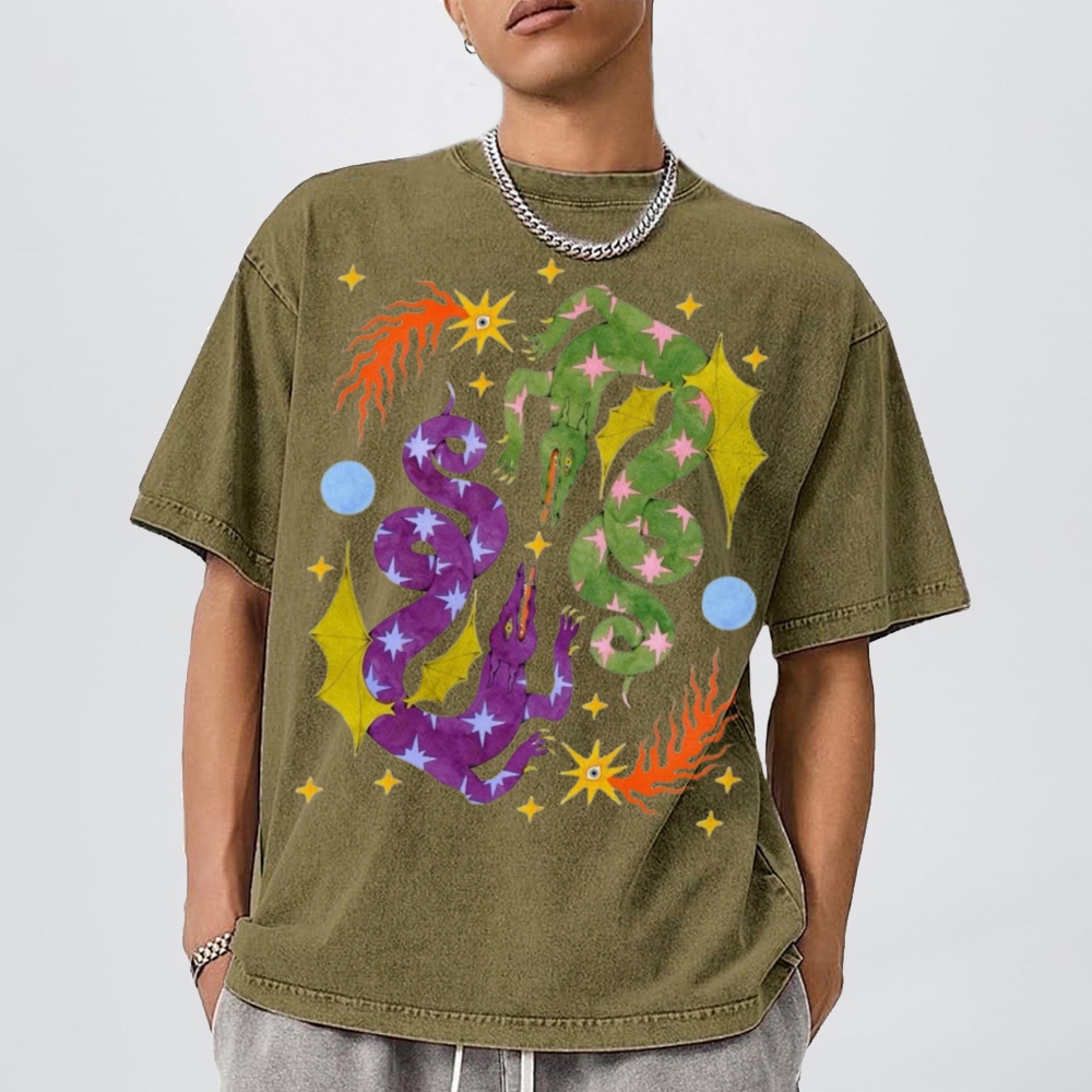 Two Dragons Unisex Vintage Washed Tee