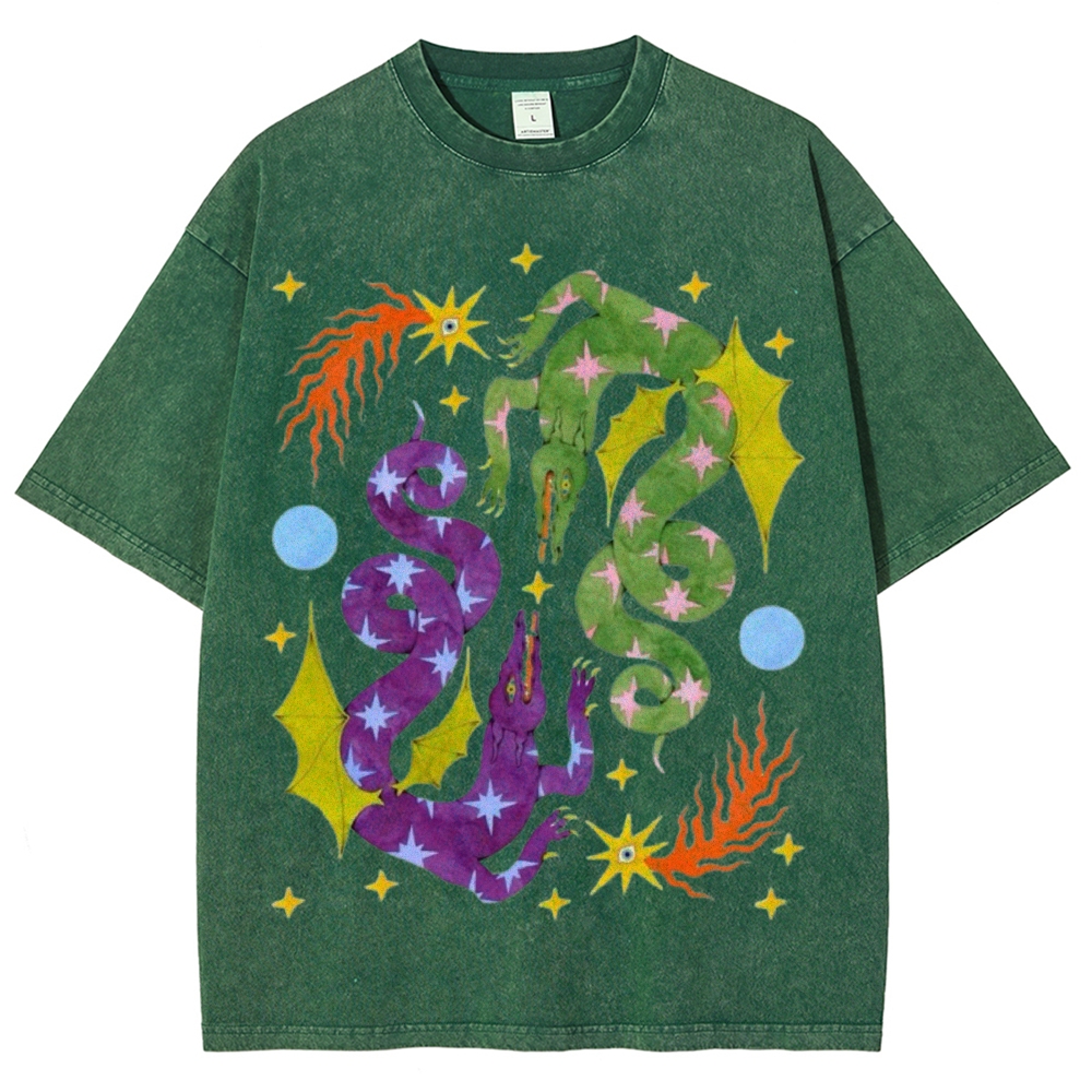 Two Dragons Unisex Vintage Washed Tee