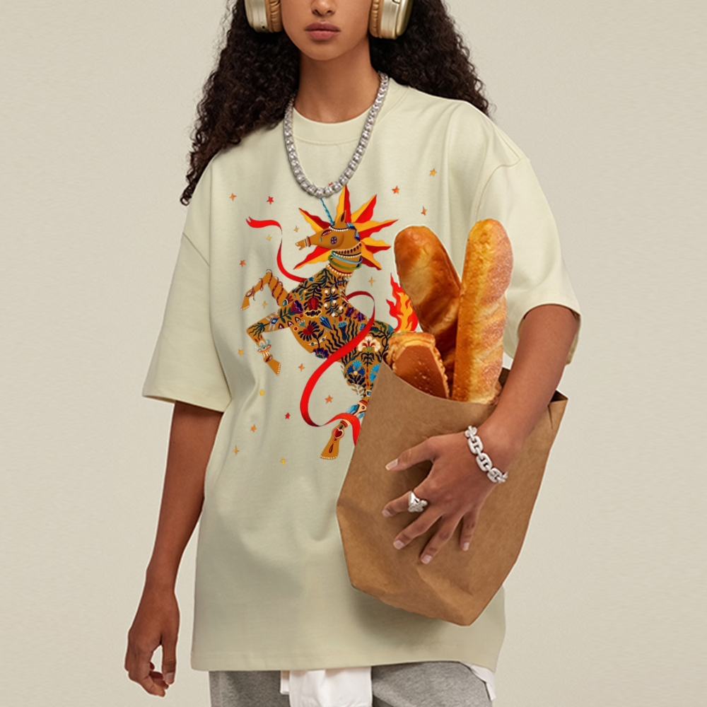Flaming Unicorn Unisex Vintage Washed Tee