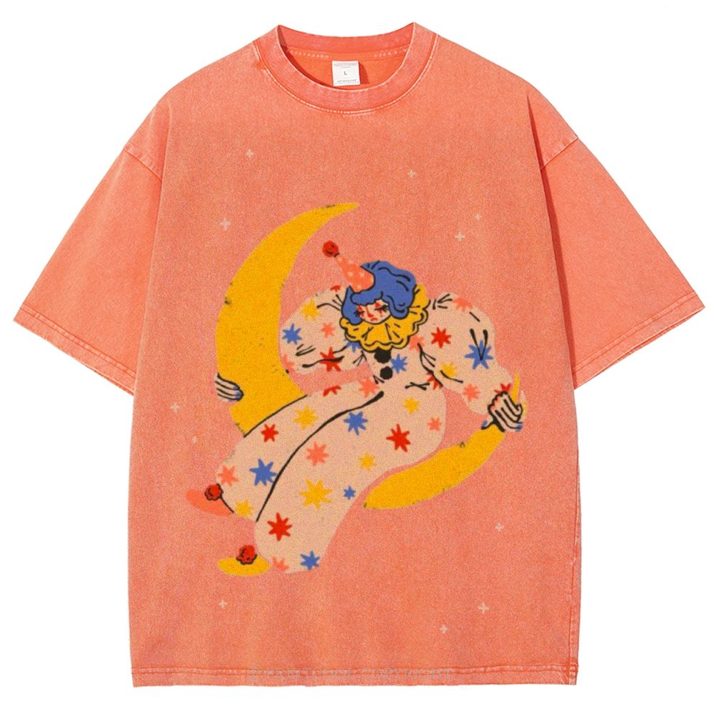 Clown on the Moon Unisex Vintage Washed Tee