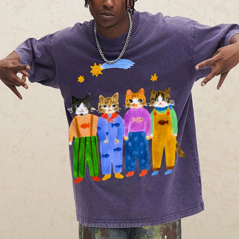 Cat in Sunny Day Unisex Vintage Washed Tee