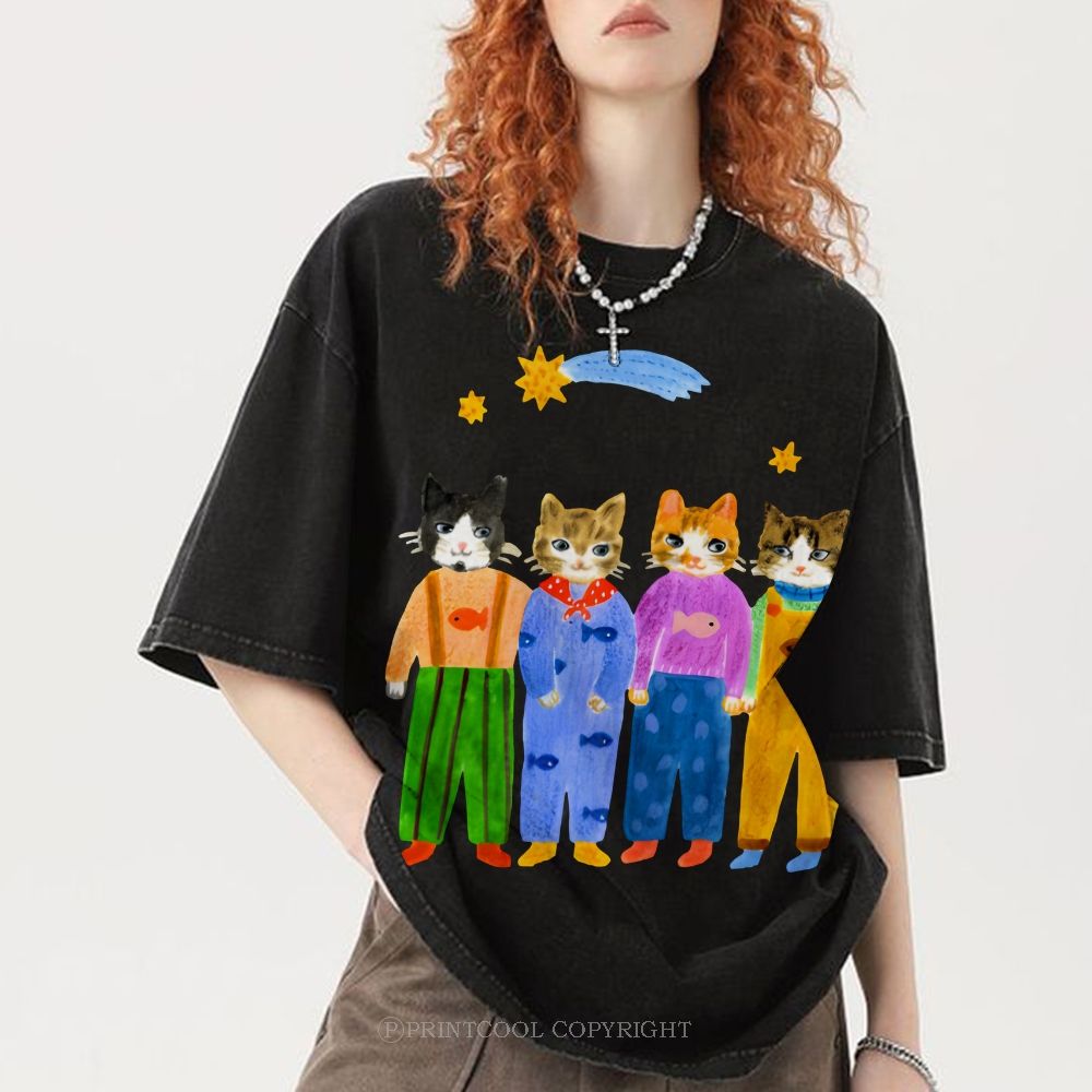 Cat in Sunny Day Unisex Vintage Washed Tee