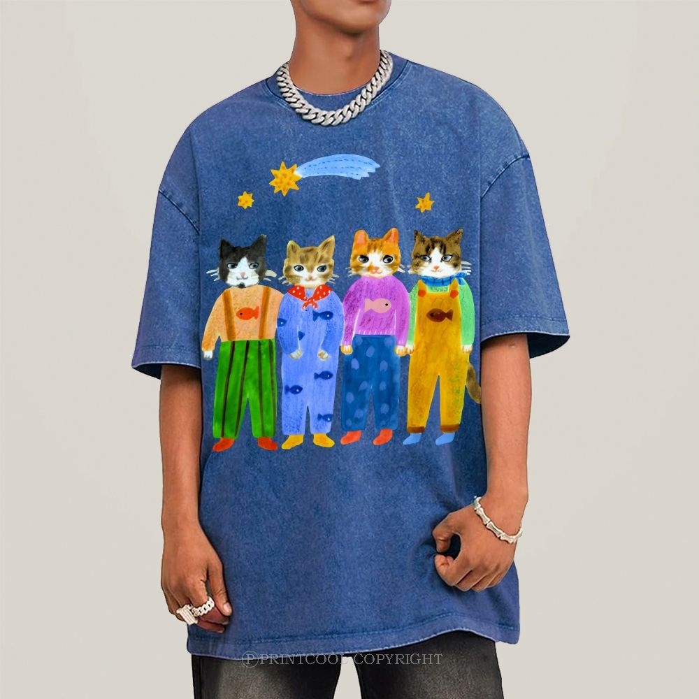 Cat in Sunny Day Unisex Vintage Washed Tee