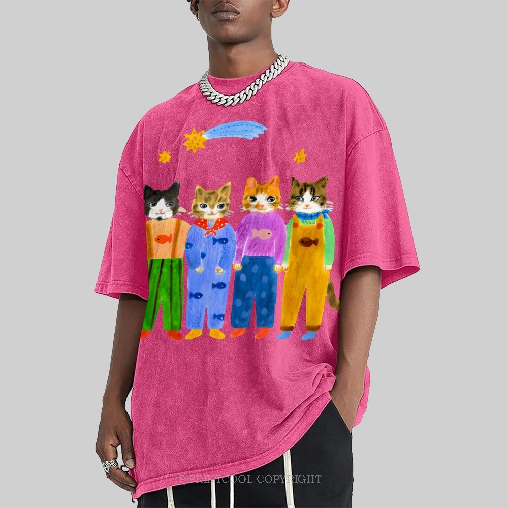 Cat in Sunny Day Unisex Vintage Washed Tee