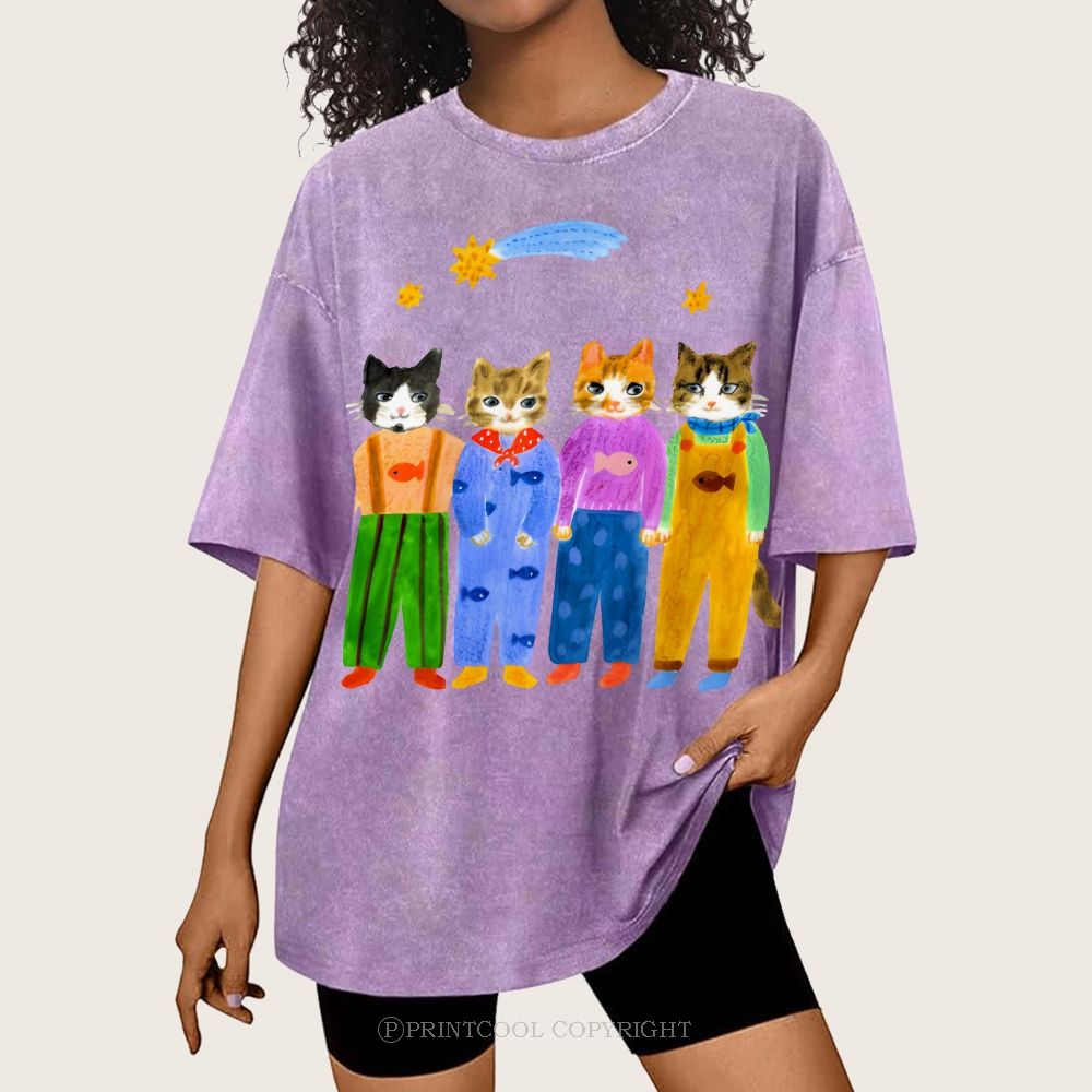 Cat in Sunny Day Unisex Vintage Washed Tee