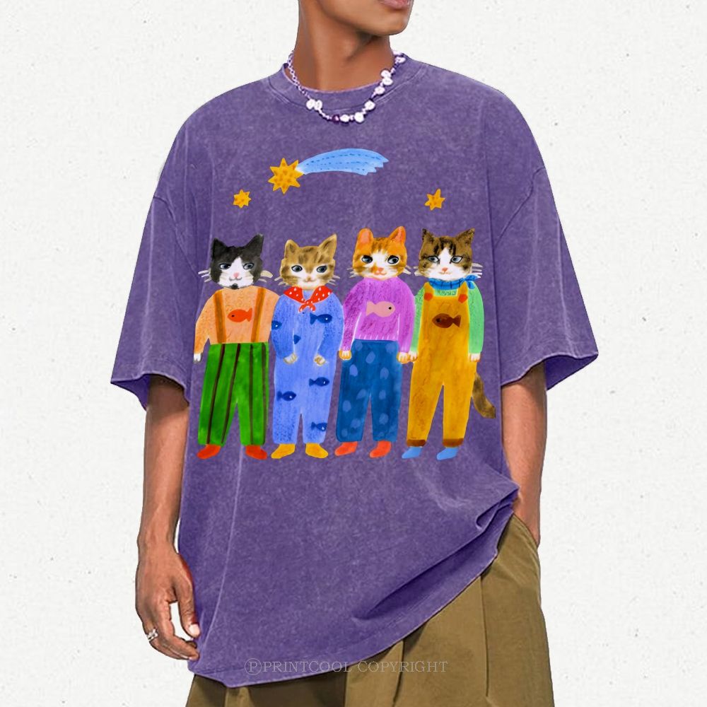 Cat in Sunny Day Unisex Vintage Washed Tee