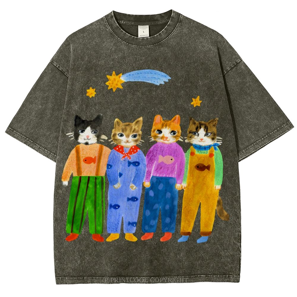 Cat in Sunny Day Unisex Vintage Washed Tee