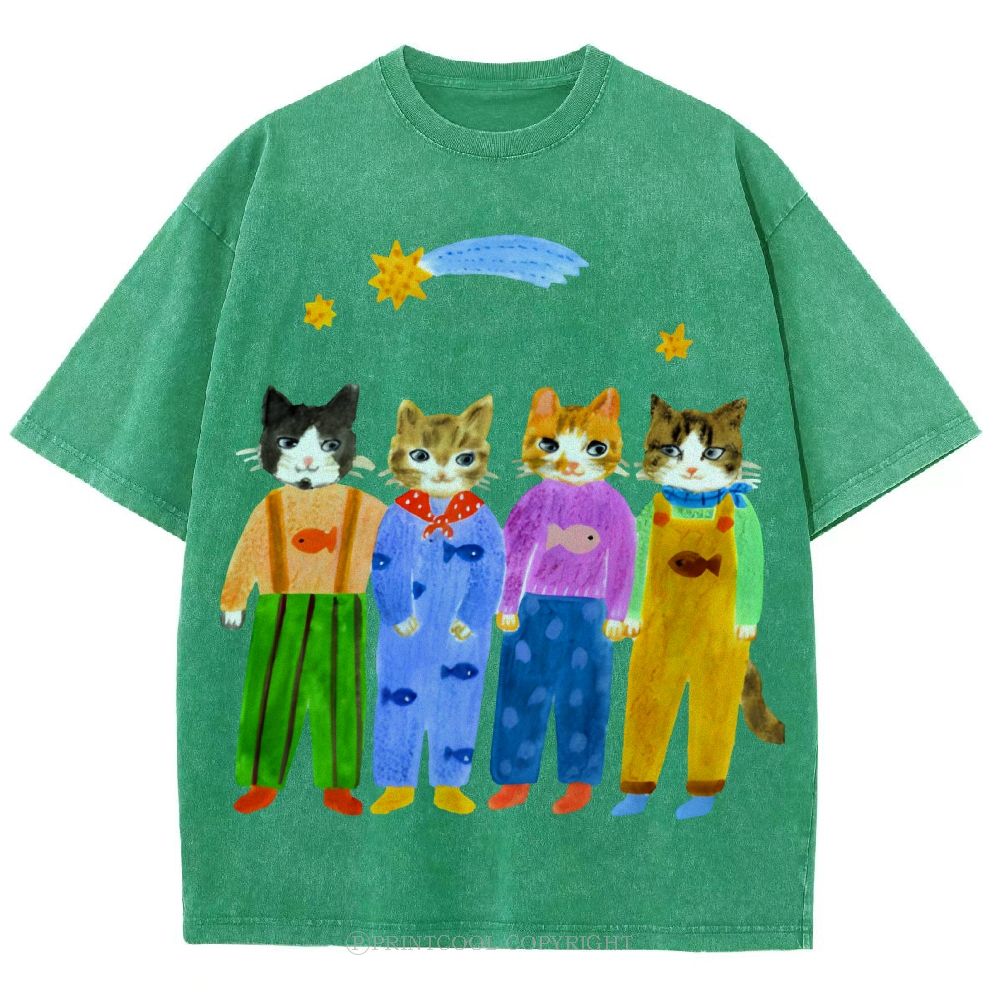 Cat in Sunny Day Unisex Vintage Washed Tee