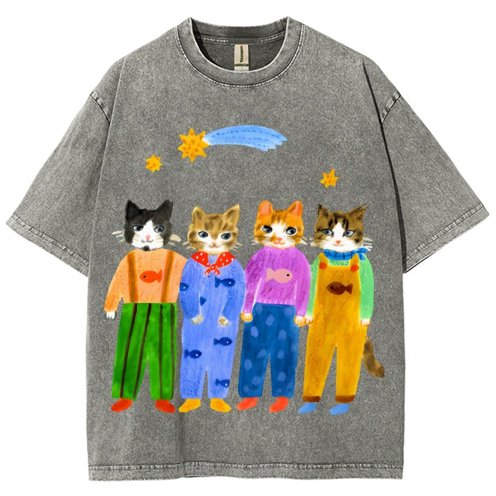 Cat in Sunny Day Unisex Vintage Washed Tee