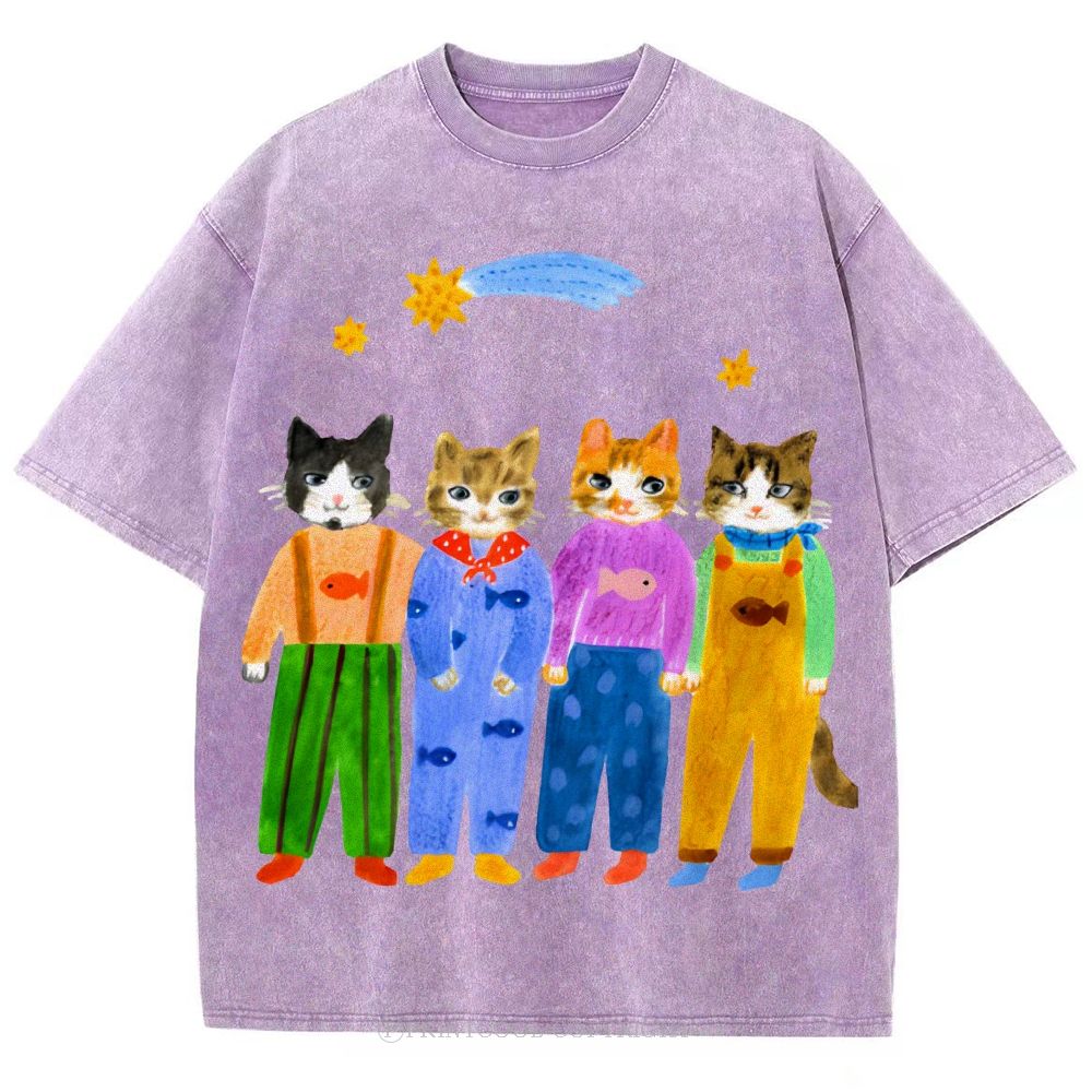 Cat in Sunny Day Unisex Vintage Washed Tee