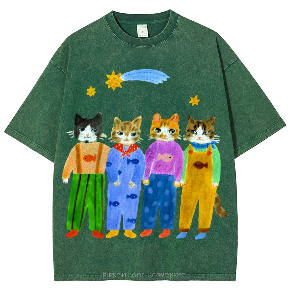 Cat in Sunny Day Unisex Vintage Washed Tee