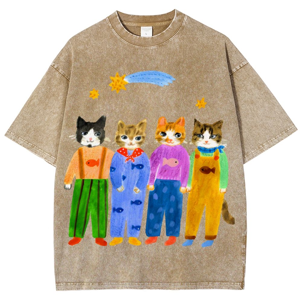 Cat in Sunny Day Unisex Vintage Washed Tee