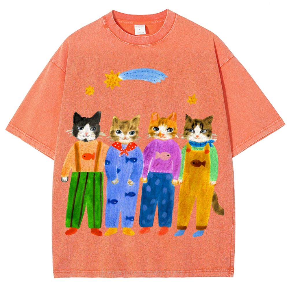Cat in Sunny Day Unisex Vintage Washed Tee