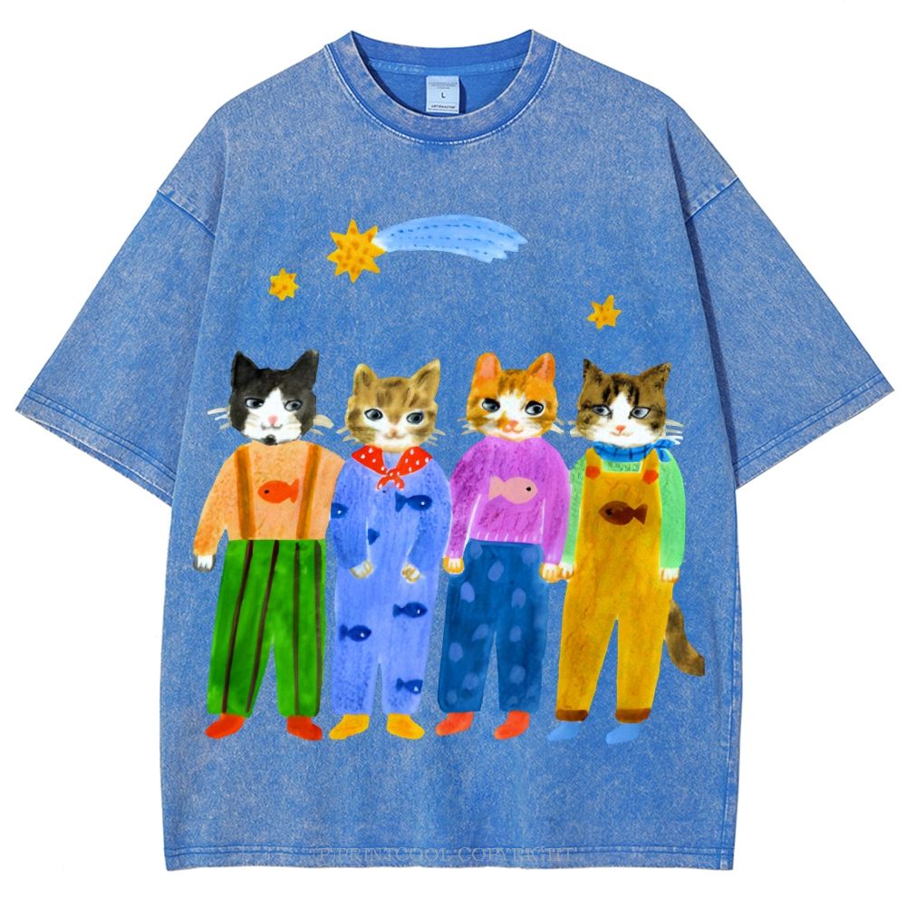 Cat in Sunny Day Unisex Vintage Washed Tee