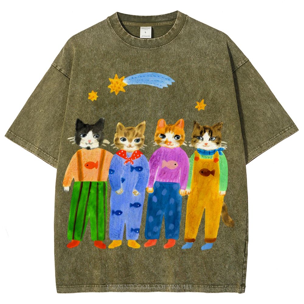 Cat in Sunny Day Unisex Vintage Washed Tee