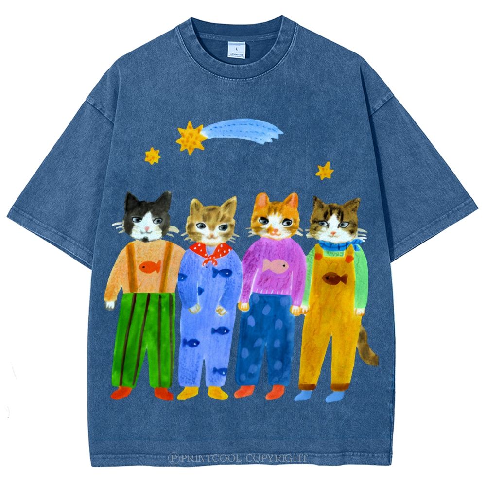 Cat in Sunny Day Unisex Vintage Washed Tee