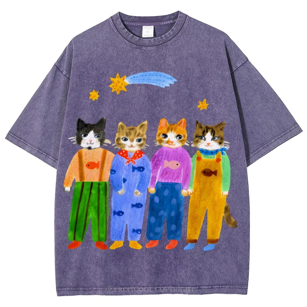 Cat in Sunny Day Unisex Vintage Washed Tee