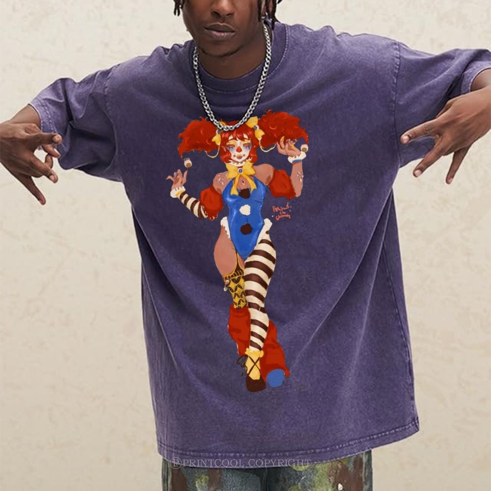 Lady Clown Unisex Vintage Washed Tee