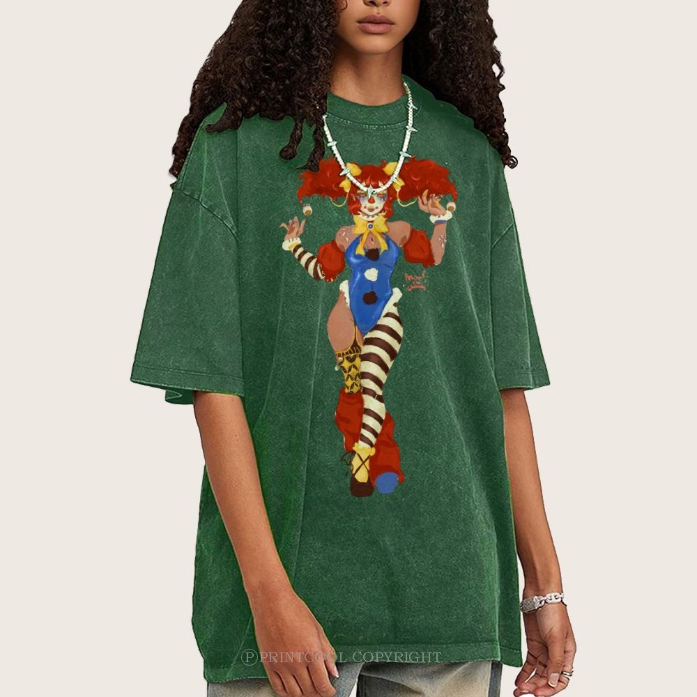 Lady Clown Unisex Vintage Washed Tee