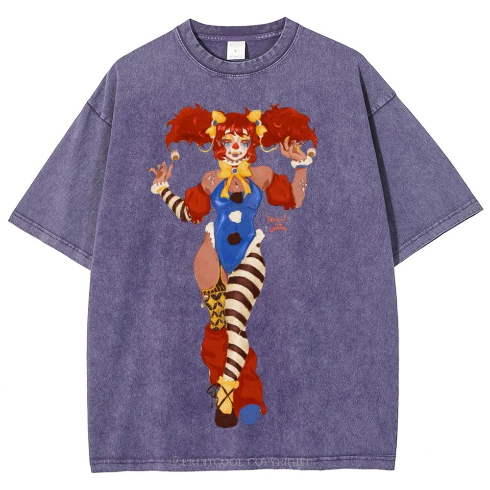 Lady Clown Unisex Vintage Washed Tee