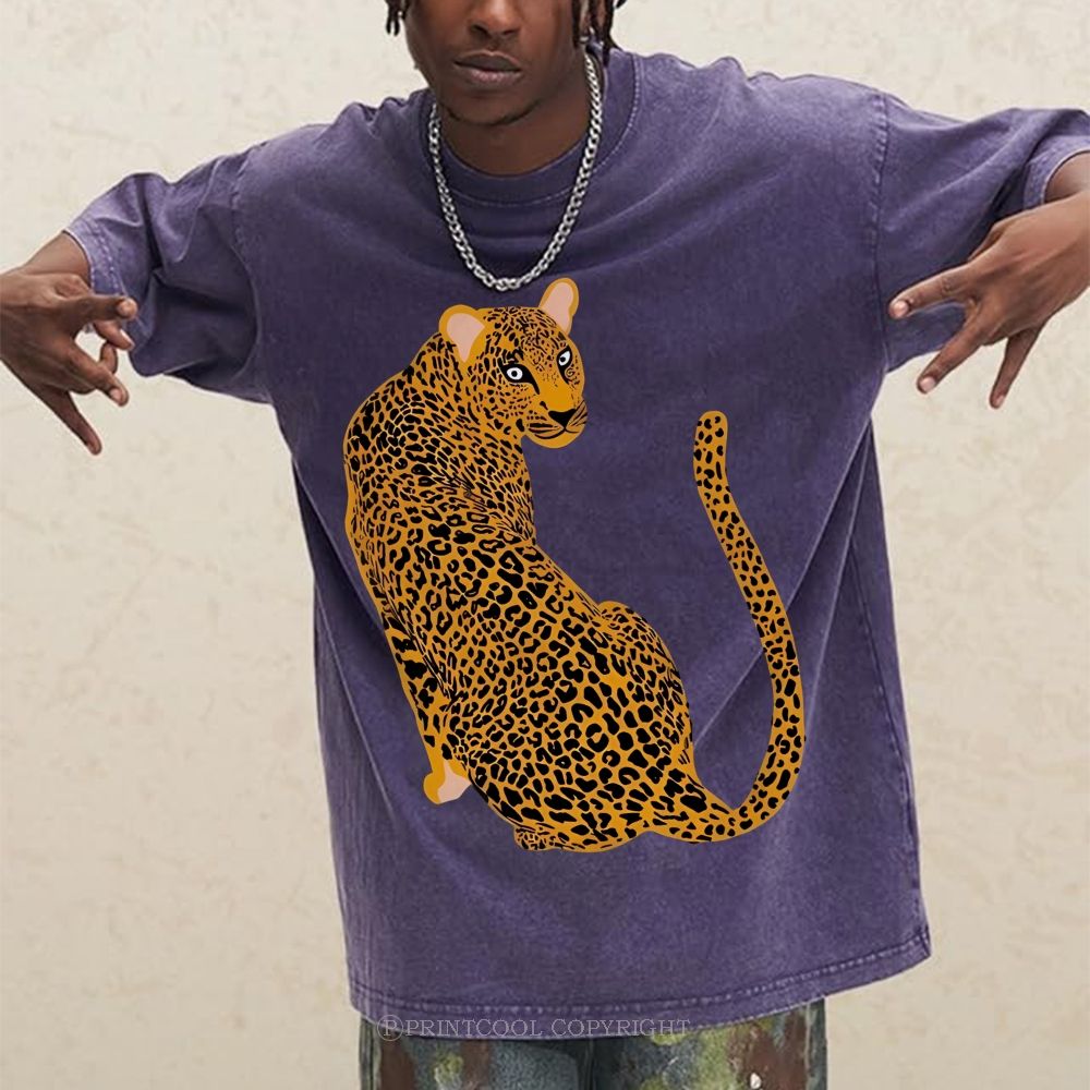 Staring Leopard Unisex Vintage Washed Tee