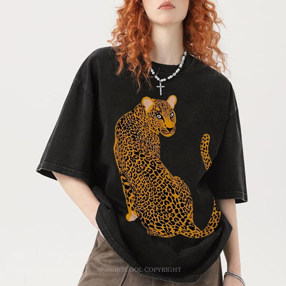 Staring Leopard Unisex Vintage Washed Tee