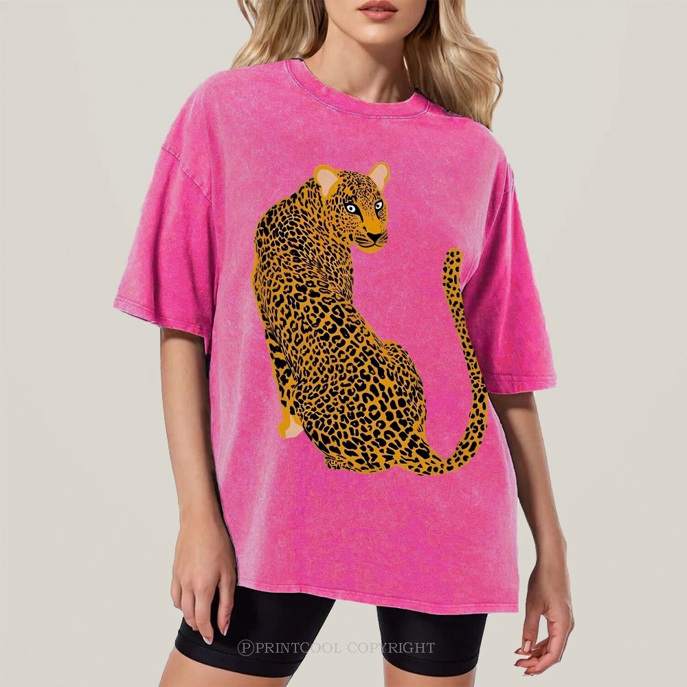 Staring Leopard Unisex Vintage Washed Tee