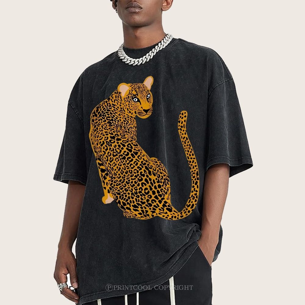 Staring Leopard Unisex Vintage Washed Tee
