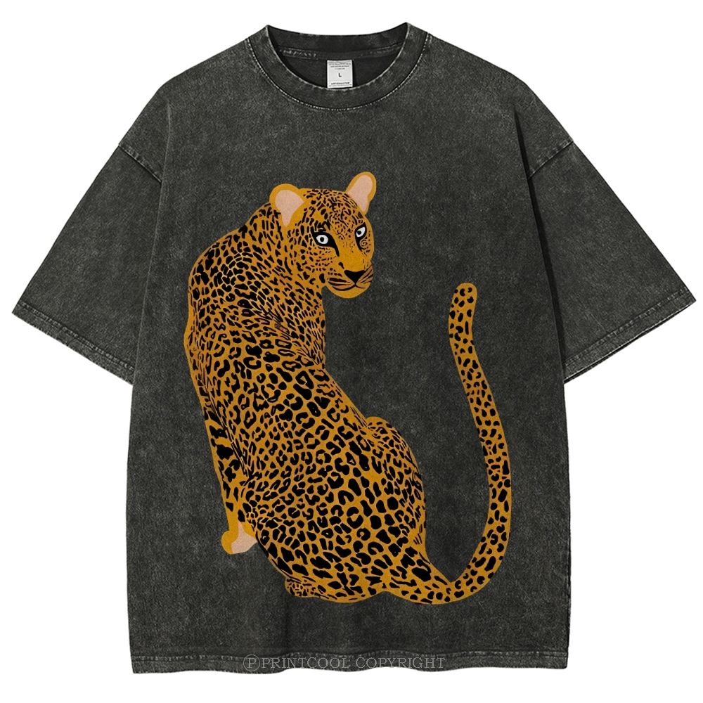 Staring Leopard Unisex Vintage Washed Tee