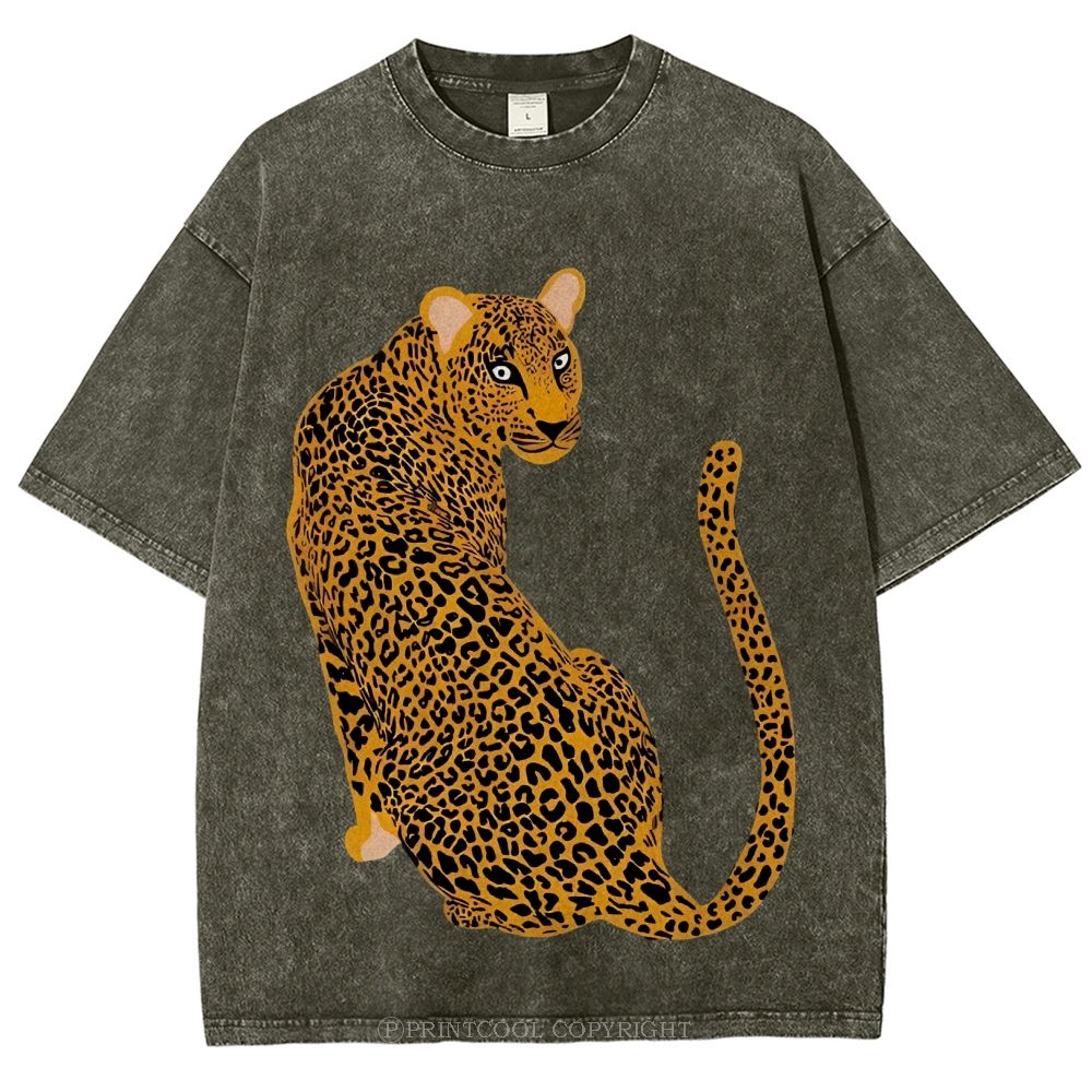 Staring Leopard Unisex Vintage Washed Tee