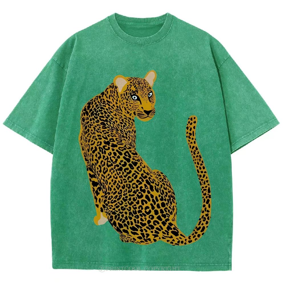 Staring Leopard Unisex Vintage Washed Tee