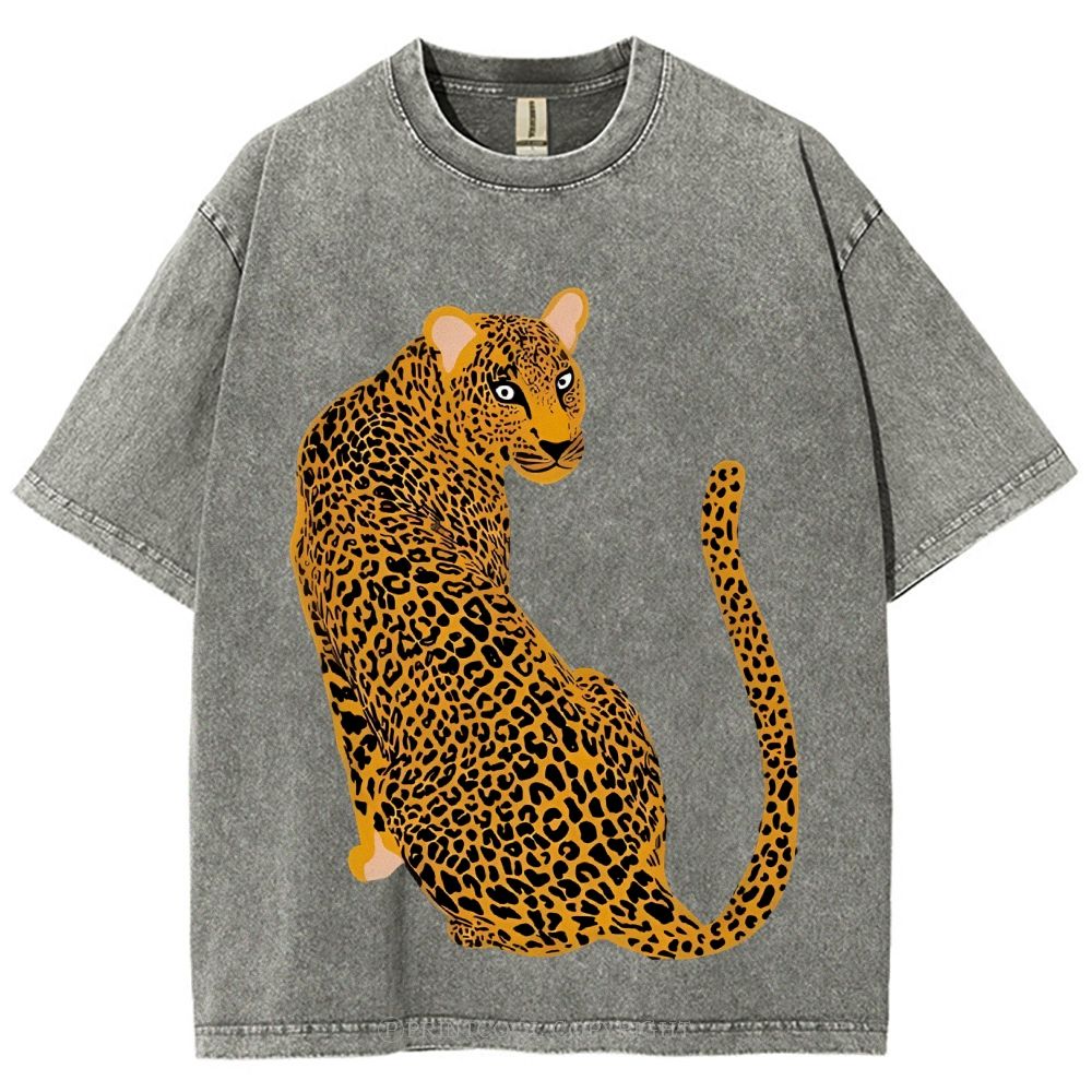Staring Leopard Unisex Vintage Washed Tee