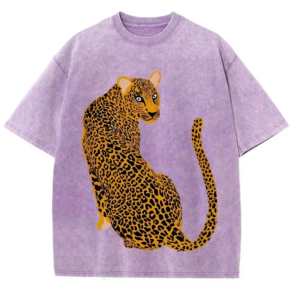 Staring Leopard Unisex Vintage Washed Tee