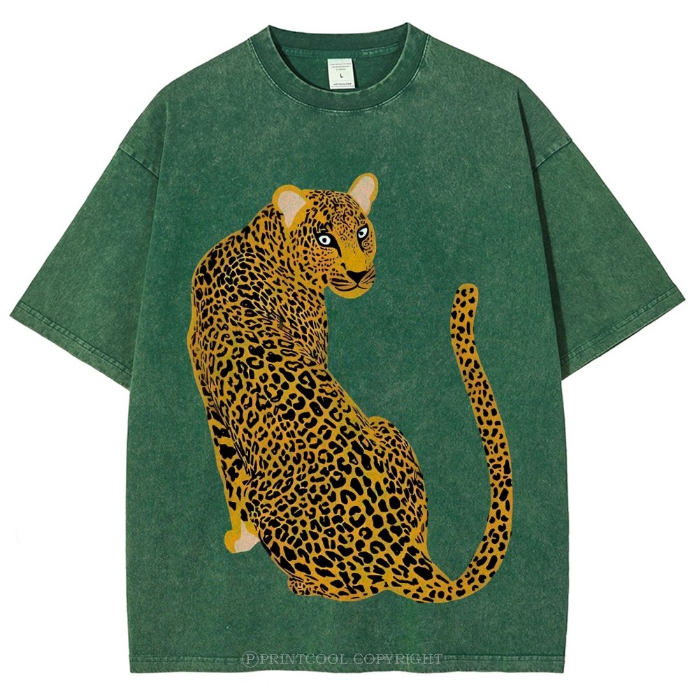 Staring Leopard Unisex Vintage Washed Tee