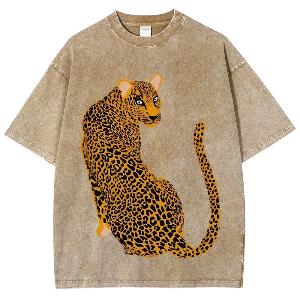 Staring Leopard Unisex Vintage Washed Tee