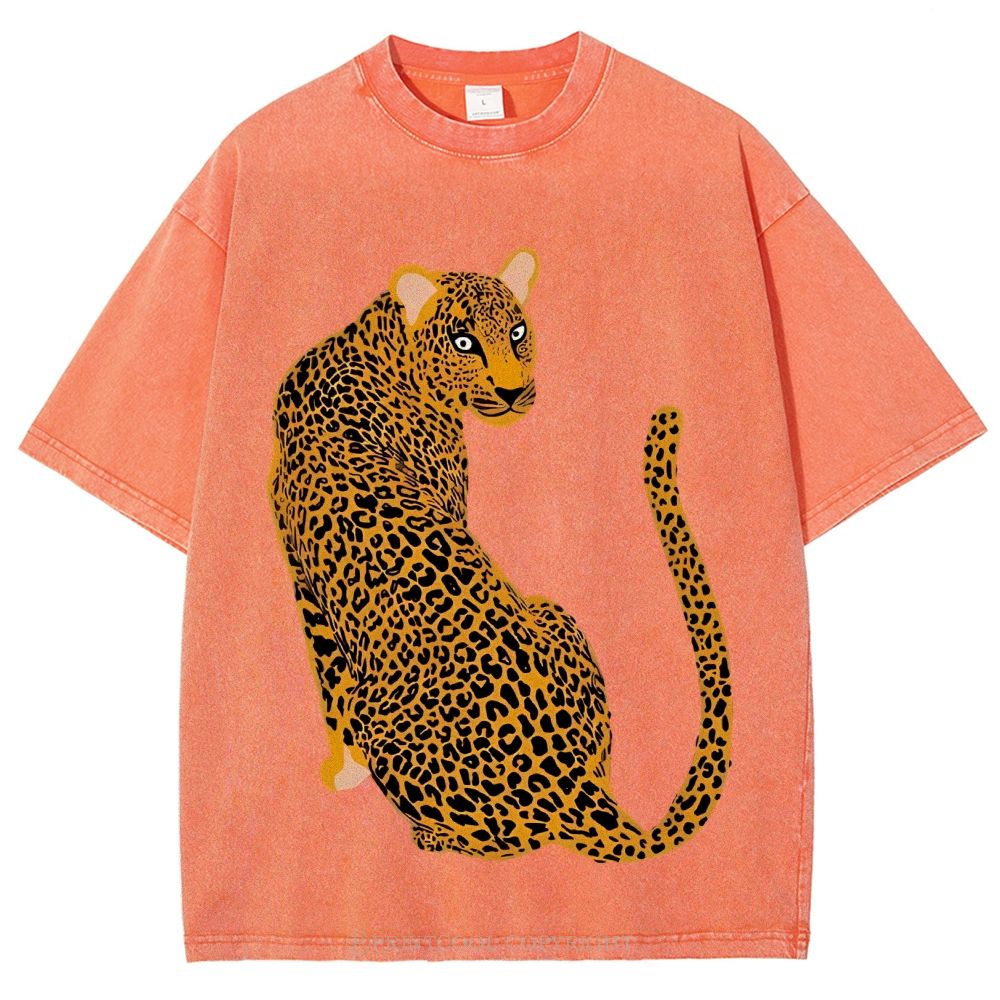 Staring Leopard Unisex Vintage Washed Tee