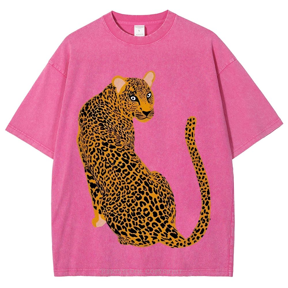 Staring Leopard Unisex Vintage Washed Tee