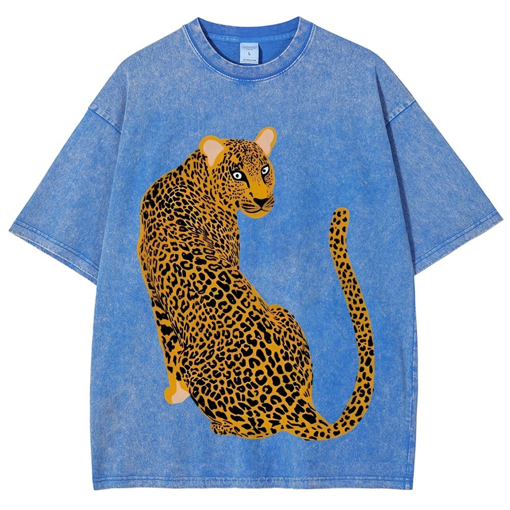 Staring Leopard Unisex Vintage Washed Tee