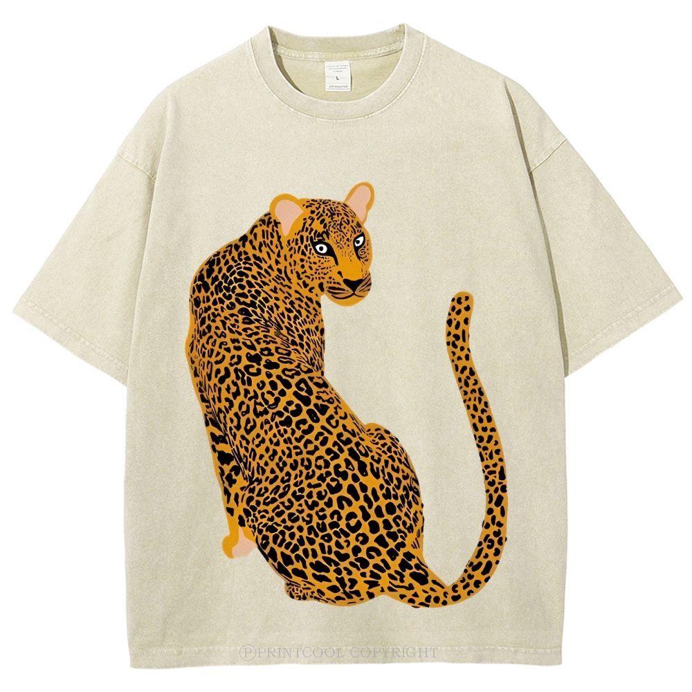 Staring Leopard Unisex Vintage Washed Tee