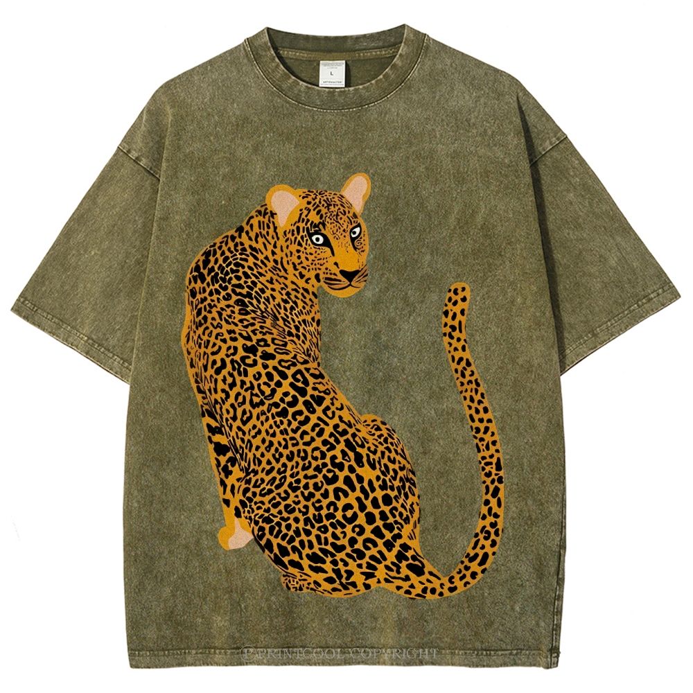 Staring Leopard Unisex Vintage Washed Tee